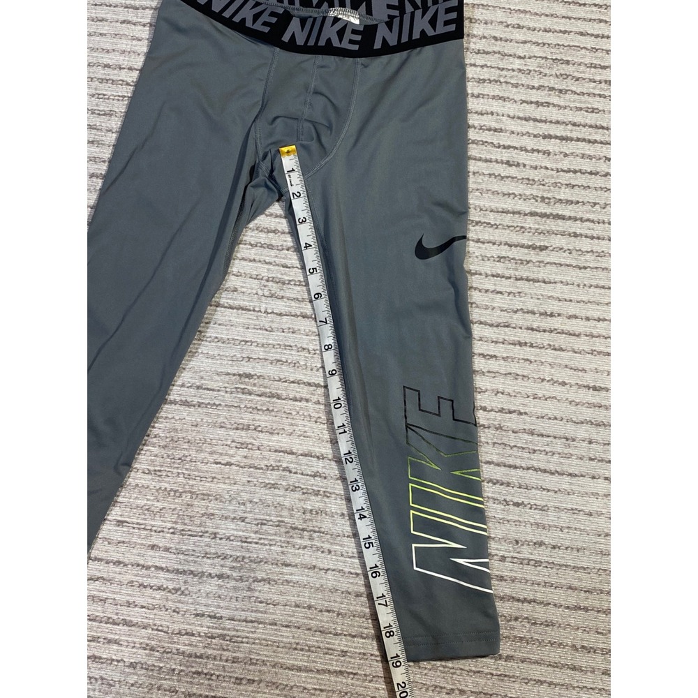Nike Pro Dri-FIT Boys Compression Tights Gray Athletic Leggings Size Large L - Picture 4 of 7